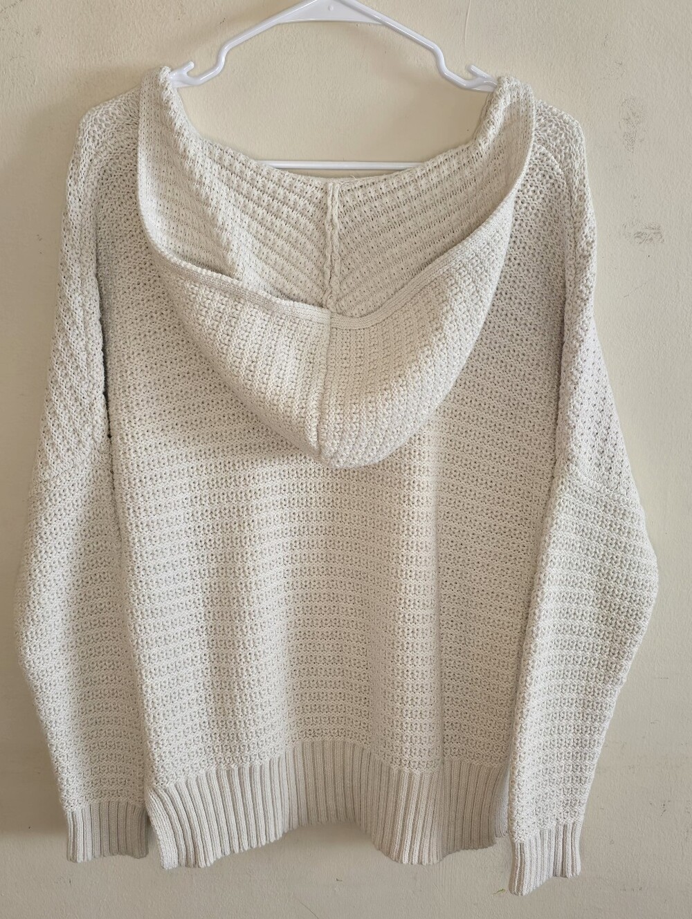 Rachel Zoe Hooded Crochet Knit Sweater Women’s Large Cream Heavyweight - Picture 8 of 11